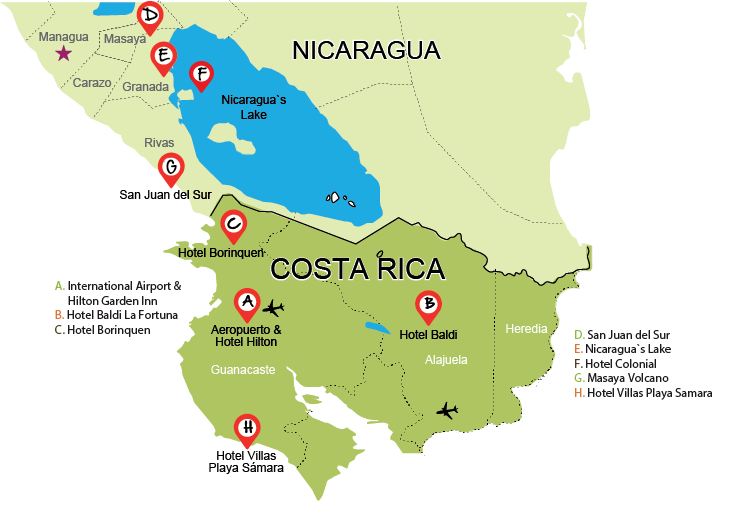 Map tour in costa rica